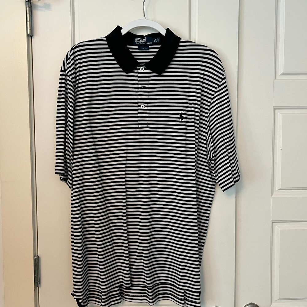 Ralph Lauren Black and White stripe short sleeve polo
